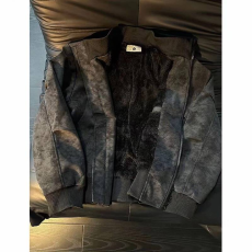 批发美式复古vintage手工擦色做旧工艺皮衣外套男宽松暗黑风机车夹克