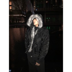 批发美式高级感连帽毛领cleanfit座山雕外套男冬季夹克棉服潮