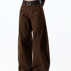 批发秋季复古弯刀工装裤男款宽松直筒vintage拼接松弛感长裤阔腿休闲