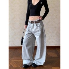 批发白色修身阔腿<b class='q'>牛仔</b>裤女秋冬2025新款高腰宽松慵懒风垂感美式直筒裤