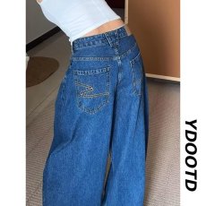 批发复古蓝阔腿<b class='q'>牛仔</b>裤女2025秋冬新款小个子高腰显瘦垂感窄版直筒裤子