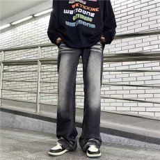 批发潮牌嘻哈水洗复古渐变宽松<b class='q'>牛仔裤</b>男直筒美式百搭阔腿长裤坠感