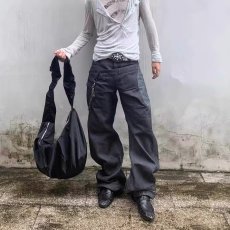 批发美式高街水洗黑灰微喇叭<b class='q'>牛仔裤</b>男复古vibe风简约修身显瘦直筒裤子