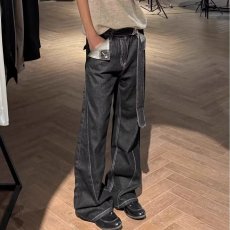 批发新因素美式高街黑色复古牛仔裤男款微喇宽松休闲设计潮牌vibe长裤