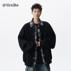 批发假两件外套男秋冬季新款保暖加厚夹克青少年胖子加肥加大大码男装