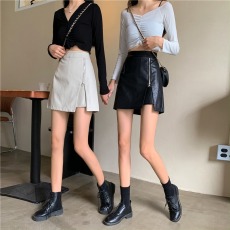 批发2025秋冬小皮<b class='q'>裙</b><b class='q'>半身裙</b>女时尚不规则黑色PU皮短<b class='q'>裙</b>高腰a<b class='q'>字</b>包臀<b class='q'>裙</b>子