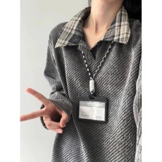 批发灰色斜纹长袖T恤男女2025早秋新品小香风衬衫美式慵懒风<b class='q'>套头</b>上衣