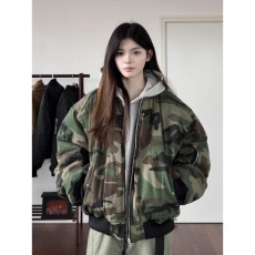 美式高街飞行服夹克bomber两面穿迷彩短款加厚棒球服棉衣外套男女