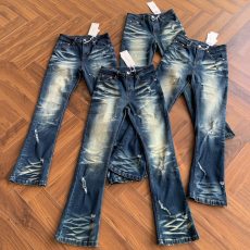 批发秋冬新款潮牌修身深蓝色牛仔裤<b class='q'>男</b>机车复古个性时尚青年小脚长裤子