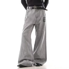 批发灰色水洗牛仔裤宽松阔腿裤复古直筒裤春<b class='q'>秋</b>季新款百搭休闲长裤