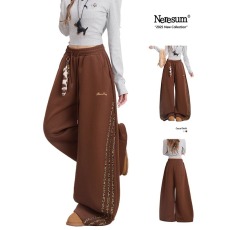 批发复古豹纹三条杠卫裤男女<b class='q'>秋</b>冬美式宽松休闲裤垂感运动阔腿裤