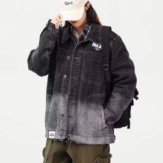 批发美式复古重工水洗做旧牛仔<b class='q'>衬衫</b>男秋冬百搭质感宽松工装上衣<b class='q'>外套</b>潮