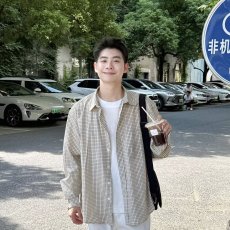 批发美式格子<b class='q'>衬衫</b>男长袖秋季2025新款休闲衣服潮流百搭高级感大码春秋