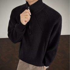 批发水貂绒高领毛衣男士打底衫加绒厚款毛绒衫内搭毛线衣秋装冬季潮流