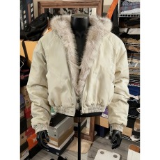 批发P75网图 水洗珠帆棉布+貂毛棉衣米灰色 黑色M到2XL