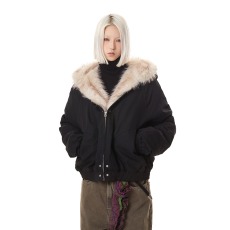 批发P75网图 水洗珠帆棉布+貂毛棉衣米灰色 黑色M到2XL