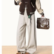 批发2025春秋韩版时髦潮流cleanfit阔腿垂感弯刀裤<b class='q'>男士</b>宽松毛呢<b class='q'>西裤</b>