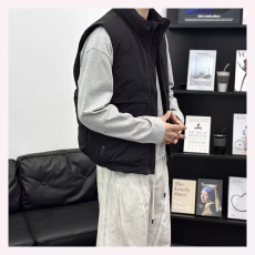 批发冬季立领纯色棉<b class='q'>马甲</b>外套<b class='q'>男</b>女日系百搭叠穿保暖坎肩背心潮