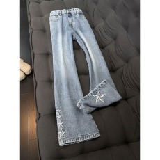 批发原版质量黑色蓝色半<b class='q'>松紧</b>微喇<b class='q'>牛仔裤</b>