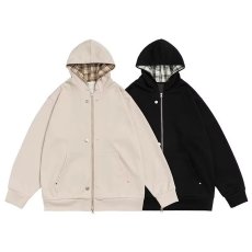 批发美式纯色重磅拉链开衫卫衣春秋款<b class='q'>街头</b>百搭连帽外套男女宽松