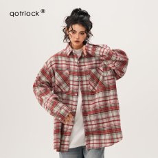 批发美式复古格子<b class='q'>衬衫</b>长袖<b class='q'>男</b>女外套情侣<b class='q'>衬衣</b>慵懒风高级感宽松上衣