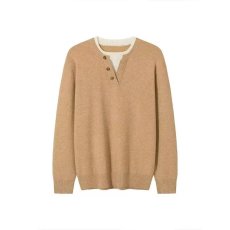 批发<b class='q'>设计</b>感拼接假两件毛衣男长袖2025新款男士秋装上衣简约百搭外套潮