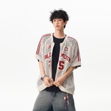 批发镂空凉感球衣针织短袖男女2026夏季潮百搭宽松<b class='q'>设计</b>感情侣防晒罩衫