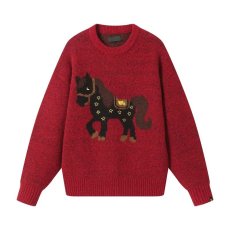 批发秋冬季宽松卡通提花圆领毛衣男女青少年港风休闲情侣<b class='q'>设计</b>感针织衫