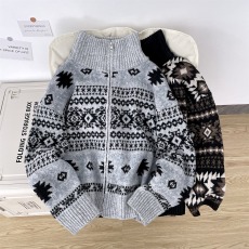 批发费尔岛撞色拼接提花立领毛衣<b class='q'>男</b>2025年秋冬新款休闲<b class='q'>针织衫</b>