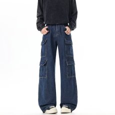 批发美式街头hiphop工装牛仔裤男款秋季潮牌做旧<b class='q'>设计</b>感宽松百搭直筒裤