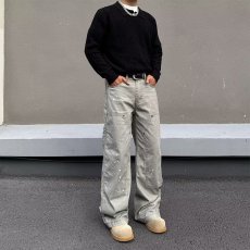 批发美式复古水洗做旧泼墨伐木工装阔腿裤<b class='q'>男</b>女vintage宽松直筒牛仔裤