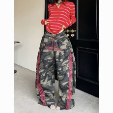 批发水洗做旧美式复古迷彩立体口袋工装裤男女多口袋宽松阔腿牛仔<b class='q'>长裤</b>