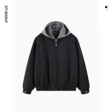 批发黑色立领机能垫肩夹克男款褶皱防风运动飞行员休闲工装冲锋衣外套