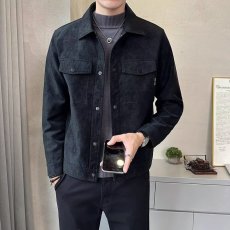 批发皮外套男秋冬2025新款高级感潮牌翻领衣<b class='q'>服</b>痞帅潮流修身男装夹克