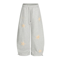 批发美式星星刺绣休闲裤冬季潮牌宽松廓形垂感<b class='q'>长裤</b>高街百搭运动卫裤