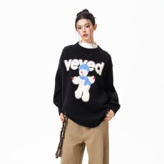 批发卡通提花针织多巴胺毛衣<b class='q'>男</b>女款2025新款深秋初冬季慵懒貂毛上衣