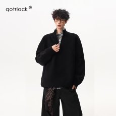 批发毛衣<b class='q'>男</b>半高领拉链时尚休闲慵懒风宽松秋冬季<b class='q'>男</b>装针织打底衫潮