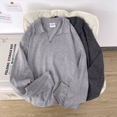 批发复古学院风POLO领毛衣<b class='q'>男</b>女秋季潮牌情侣宽松针织上衣