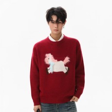 批发卡通提花针织多巴胺毛衣<b class='q'>男</b>女款2025新款深秋初冬季慵懒貂毛上衣