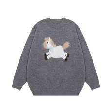 批发卡通提花针织多巴胺毛衣<b class='q'>男</b>女款2025新款深秋初冬季慵懒貂毛上衣