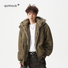 批发羊羔绒毛棉袄<b class='q'>男</b>士冬季2025新款加厚加绒连帽棉衣冬装情侣棉服外套