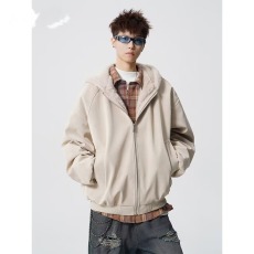 批发美式复古撞色连帽<b class='q'>卫衣</b>外套女春秋2025新款春季宽松百搭拉链<b class='q'>开衫</b>潮