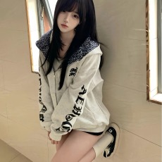 批发国潮牌美式高街hiphop<b class='q'>开衫</b>连帽<b class='q'>卫衣</b>女2025秋冬情侣小众设计感外套