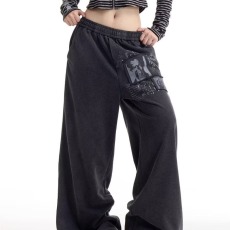 批发美式复古弯刀卫<b class='q'>裤</b>男女冬季潮牌嘻哈街舞腰头撞色休闲<b class='q'>裤</b><b class='q'>宽松</b>阔腿<b class='q'>裤</b>