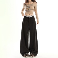 批发深灰色阔腿牛仔<b class='q'>裤</b>女早春2026年新款秋冬高腰<b class='q'>宽松</b>慵懒垂感直筒<b class='q'>裤</b>子