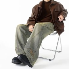 批发2025潮牌美式做旧水洗抽绳松紧<b class='q'>牛仔裤</b>男宽松潮流百搭阔腿长裤