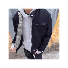 批发重磅水洗立领夹克男女秋季美式复古潮牌拉链短款情侣工装<b class='q'>休闲</b>外套