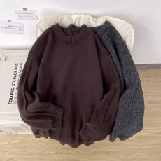 批发纯色针织毛衣港风复古学生修身休闲内搭流行ins外套<b class='q'>男</b>女