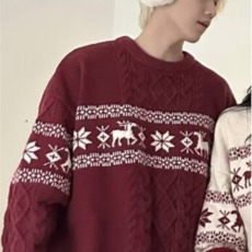 批发复古毛衣<b class='q'>男</b>女日系针织新款提花慵懒风外套百搭宽松外穿上衣