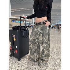 批发美式复古直筒阔腿垂感树枝纹做旧男女显瘦拖地百搭树枝纹<b class='q'>牛仔裤</b>潮